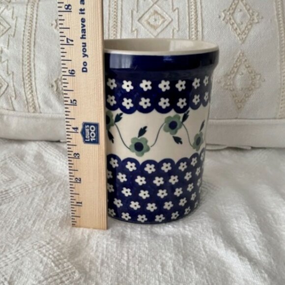 Boleslaweic Polish Pottery Floral Ceramic Utensil Holder Handmade - Picture 10 of 11